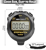 Vista 4 de Digital Simple Stopwatch, 1/30 Lap Basic Stopwatch, No Bells, No Clock, No Alarm, Silent, Child Friendly, ON/Off for Swimming Coaches Kids