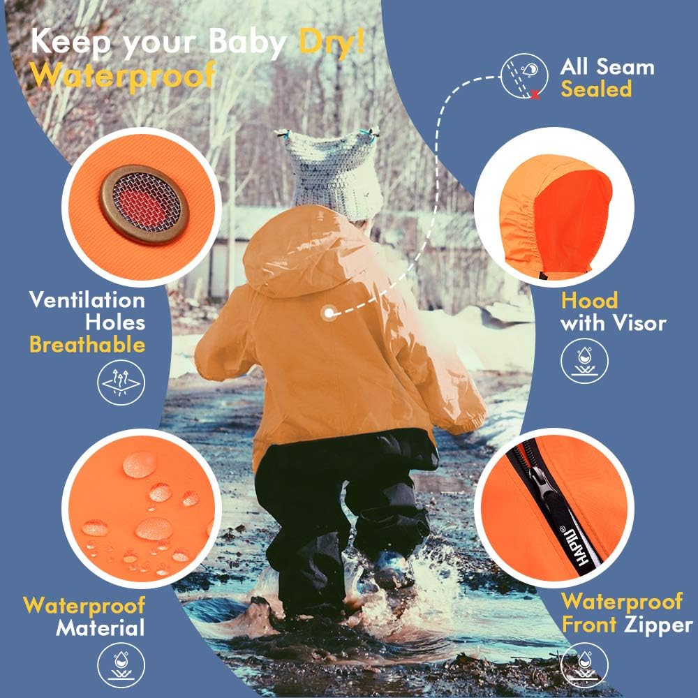 HAPIU Kids Toddler Rain Suit Muddy Buddy Waterproof Coverall