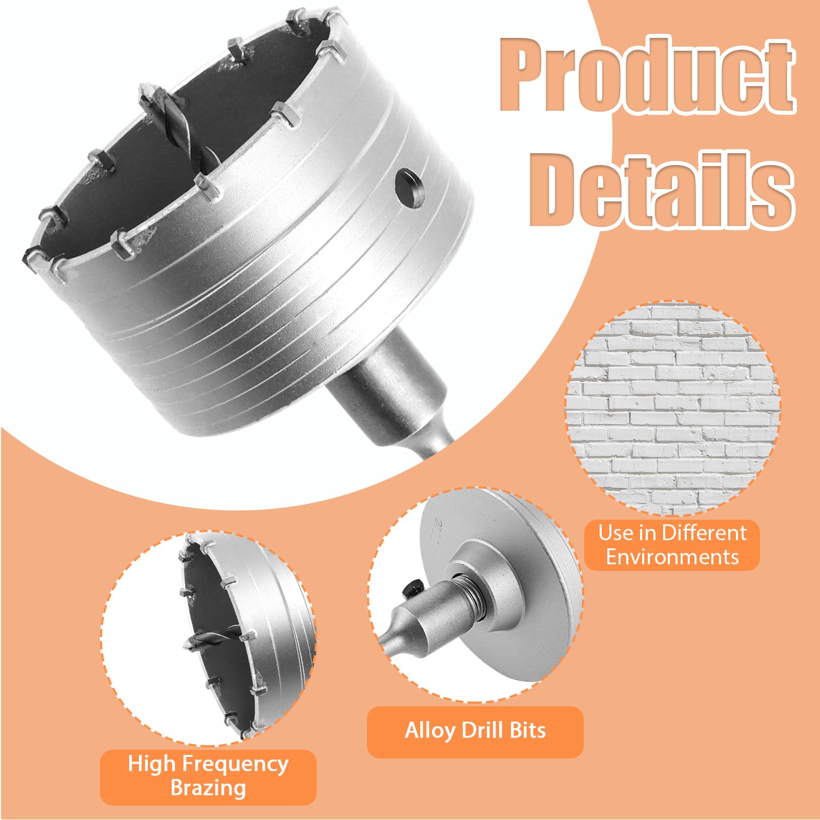 MIVIDE Corona de perforación de 100 mm, juego de brocas con adaptador SDS plus de 110 mm y broca de centrado, resistente a los martillos y a los golpes de 100 mm, hormigón para mampostería, piedras