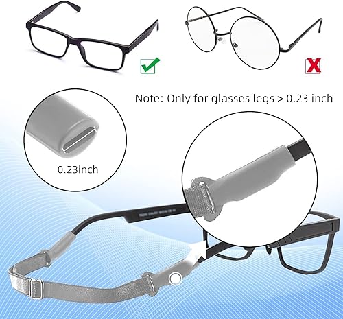 Miniatura 18 de Adjustable Glasses Straps - 3 Pcs No Tail Adjustable Eyewear Retainer Glass Straps for Men, Women, Kids Eyelasses, Sunglasses Negro