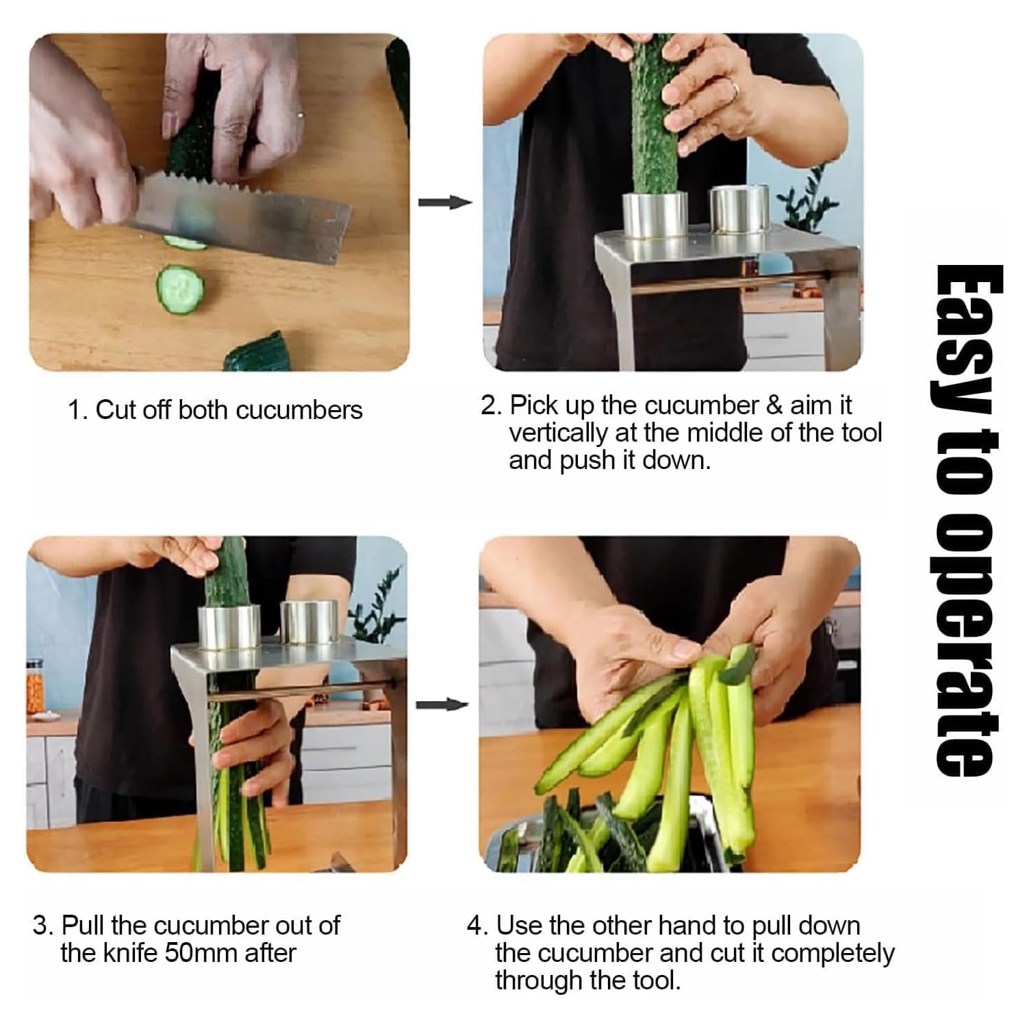 Cortador de pepino, herramienta manual de corte de verduras de alta eficiencia, 10 rebanadas/minuto para cocinar, sushi, preparación de comidas, cortes uniformes, esencial culinario