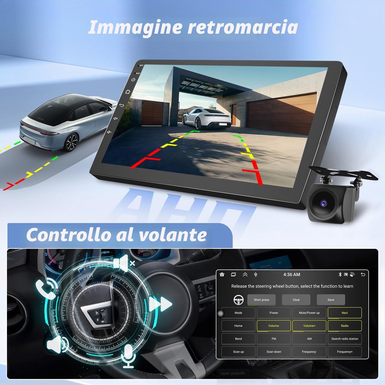 Roinvou DAB/DAB+ 4G+64GB Radio per Kia sportage 2010-2016 Android 15 Soporta Wireless CarPlay Android Auto, 9 Pollici Schermo per Auto con Bluetooth WIFI GPS HIFI FM/RDS SWC AHD Telecamera