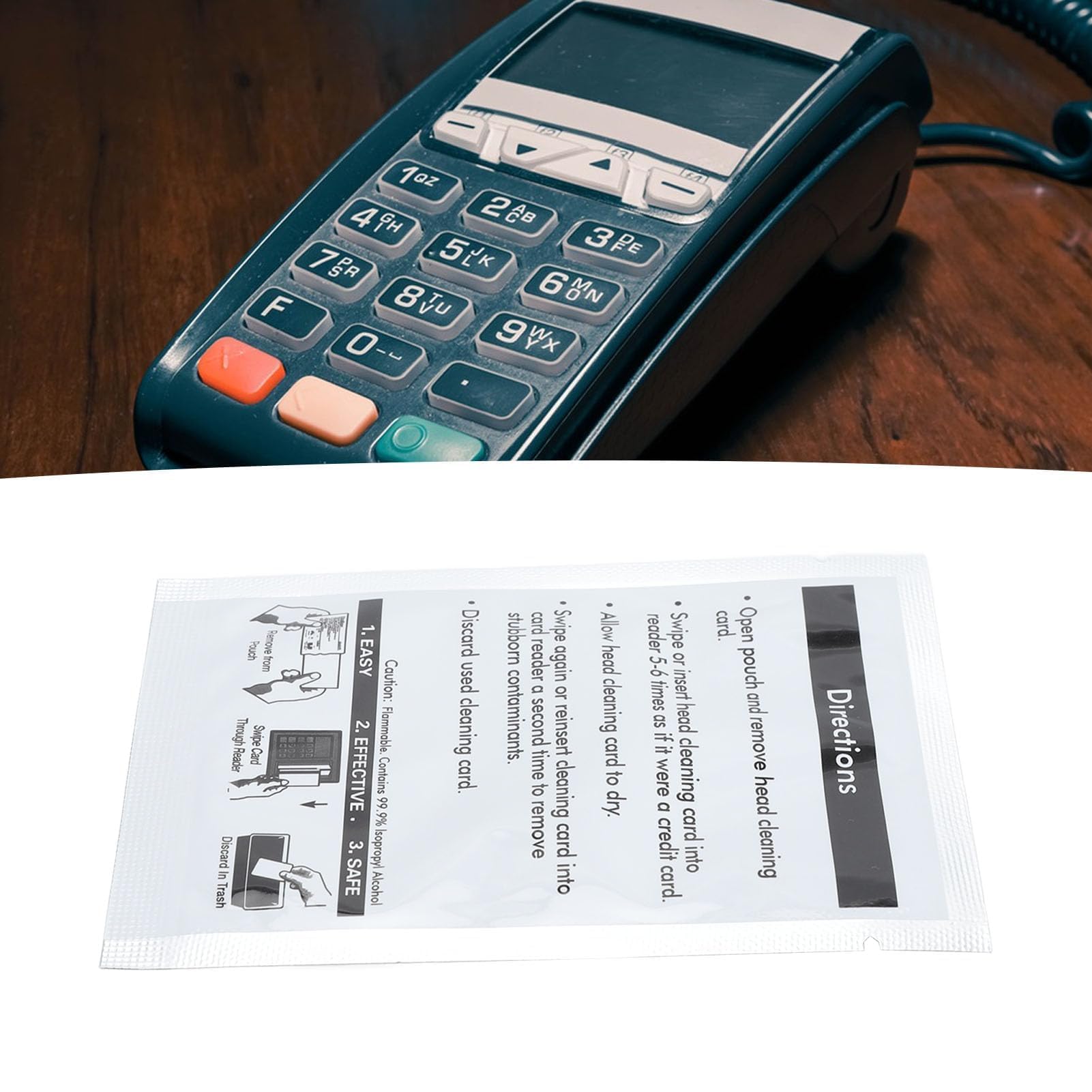 Limpiador de Lectores de Tarjetas de Crédito, Tarjetas de Limpieza de Terminales Deslizantes POS, 50 Unidades, Empaquetadas Individualmente, Amplias Aplicaciones para Cajeros