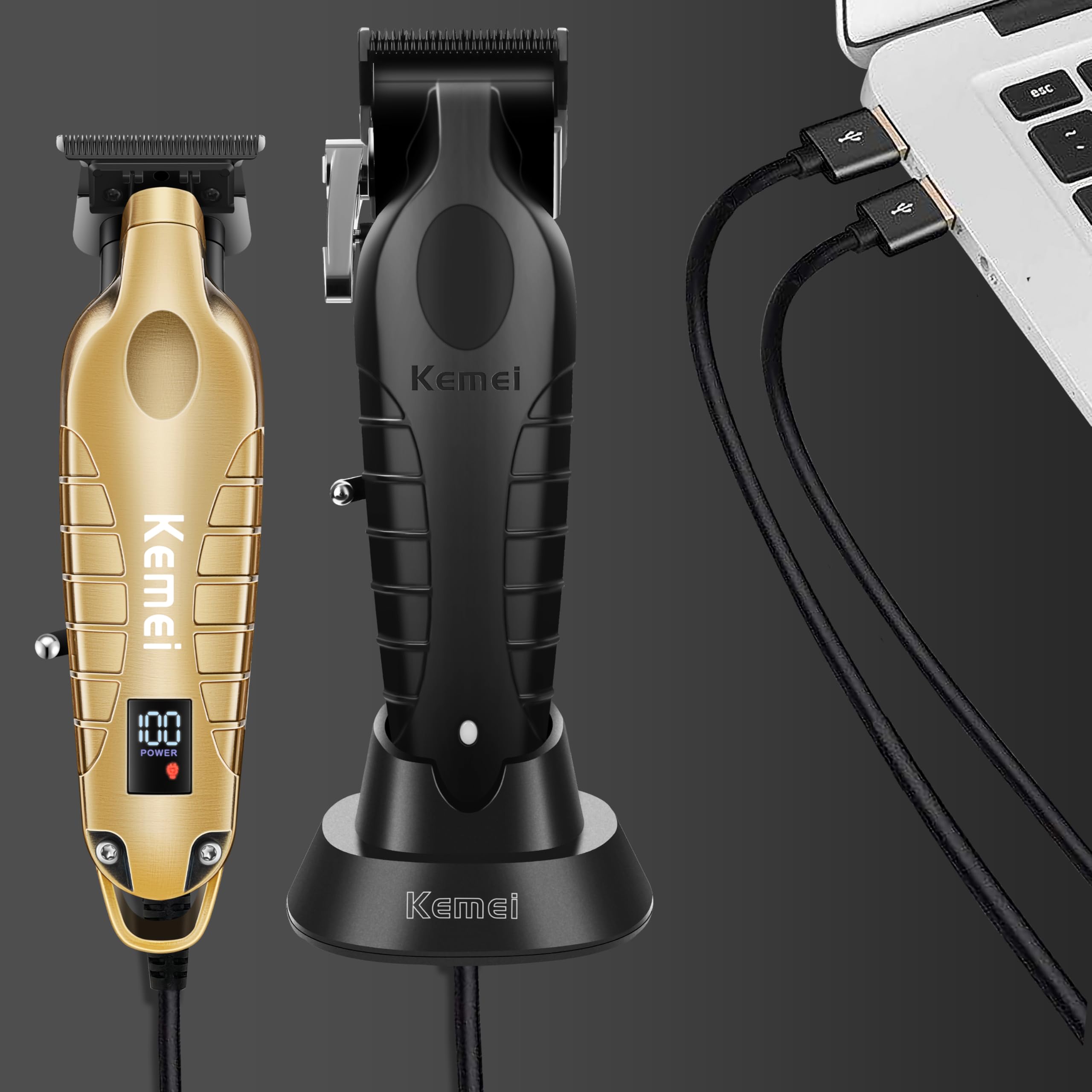 KEME Ihaarschneidemaschine und Barttrimmer Set profi, Barbierschere zum Haareschneiden, Elektrische Trimmer für Männer, T Blade Grooming Kit mit 11 Führungskämmen für die Familie