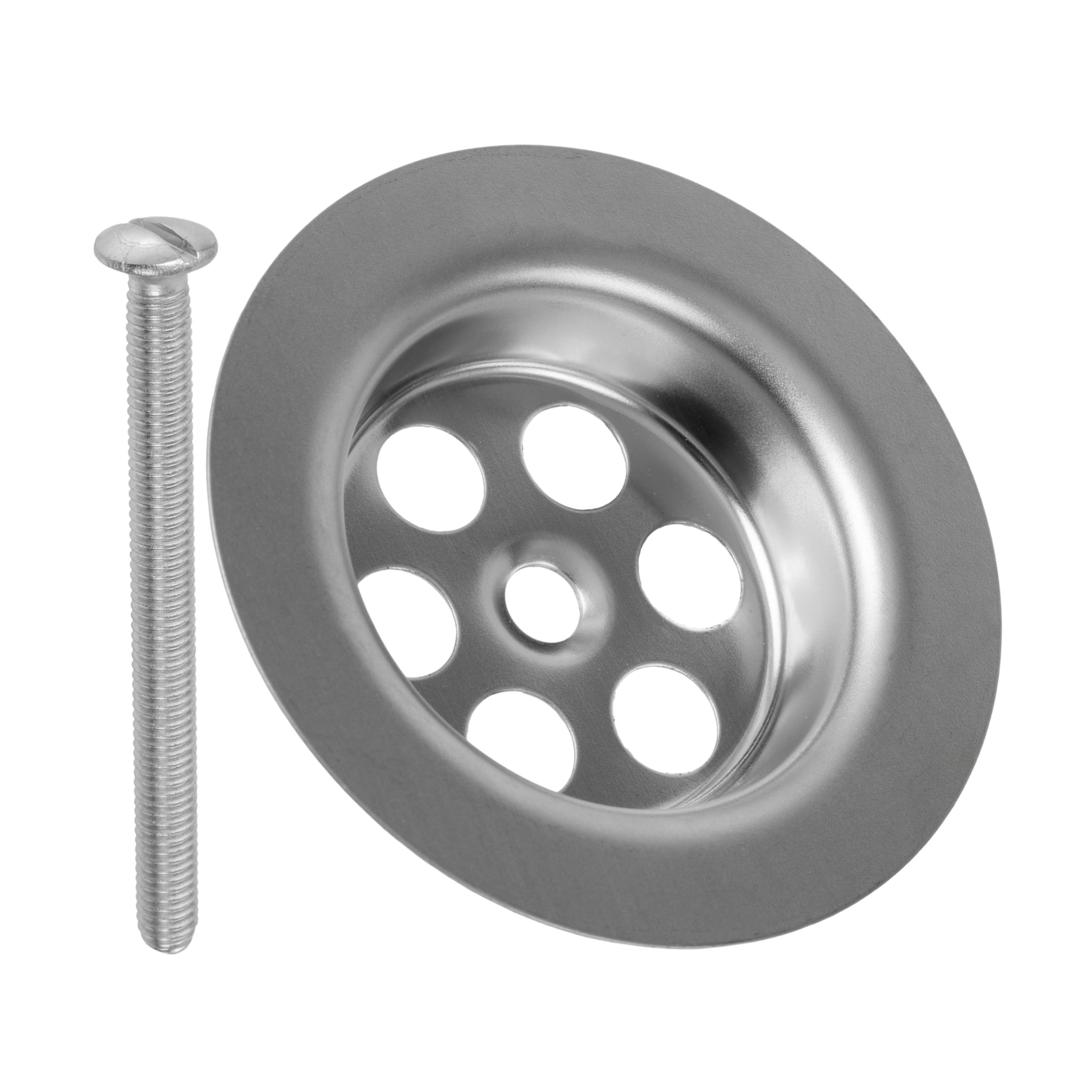 Replacement valve top with mounting screw, for sink drain valves, Ø 70 mm - 1 1/2 inch, SS201 stainless steel top part, M6x70 basin screw, replacement part for kitchen tap plug spigot