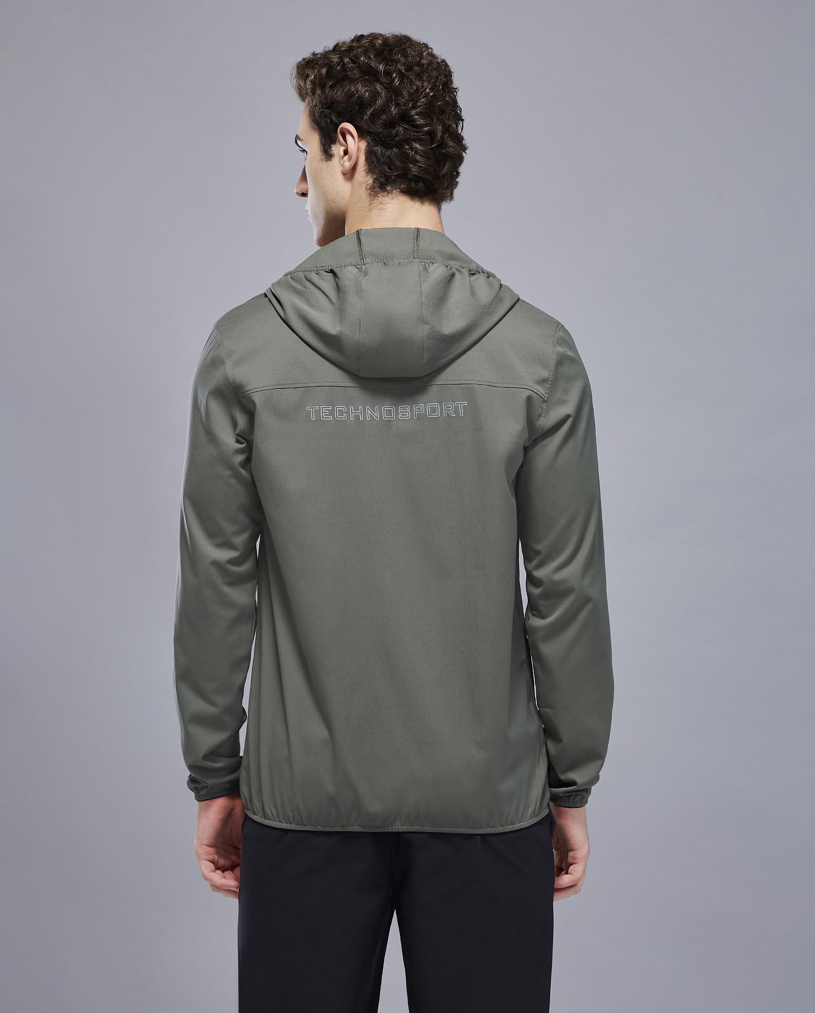 TECHNOSPORT Men's Slim Fit Solid Hooded Jacket - (MJPM91BTE_Beetle_2XL) - Image 2 thumbnail