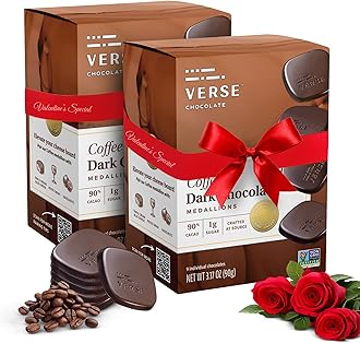 Verse Luxury Dark Chocolate Coffee Squares - Only 1g Cane Sugar - Coffee Flavored 90% Dark Cocoa - Individually Wrapped Cacao Chocolate Squares (9 Count, 2 Pack)