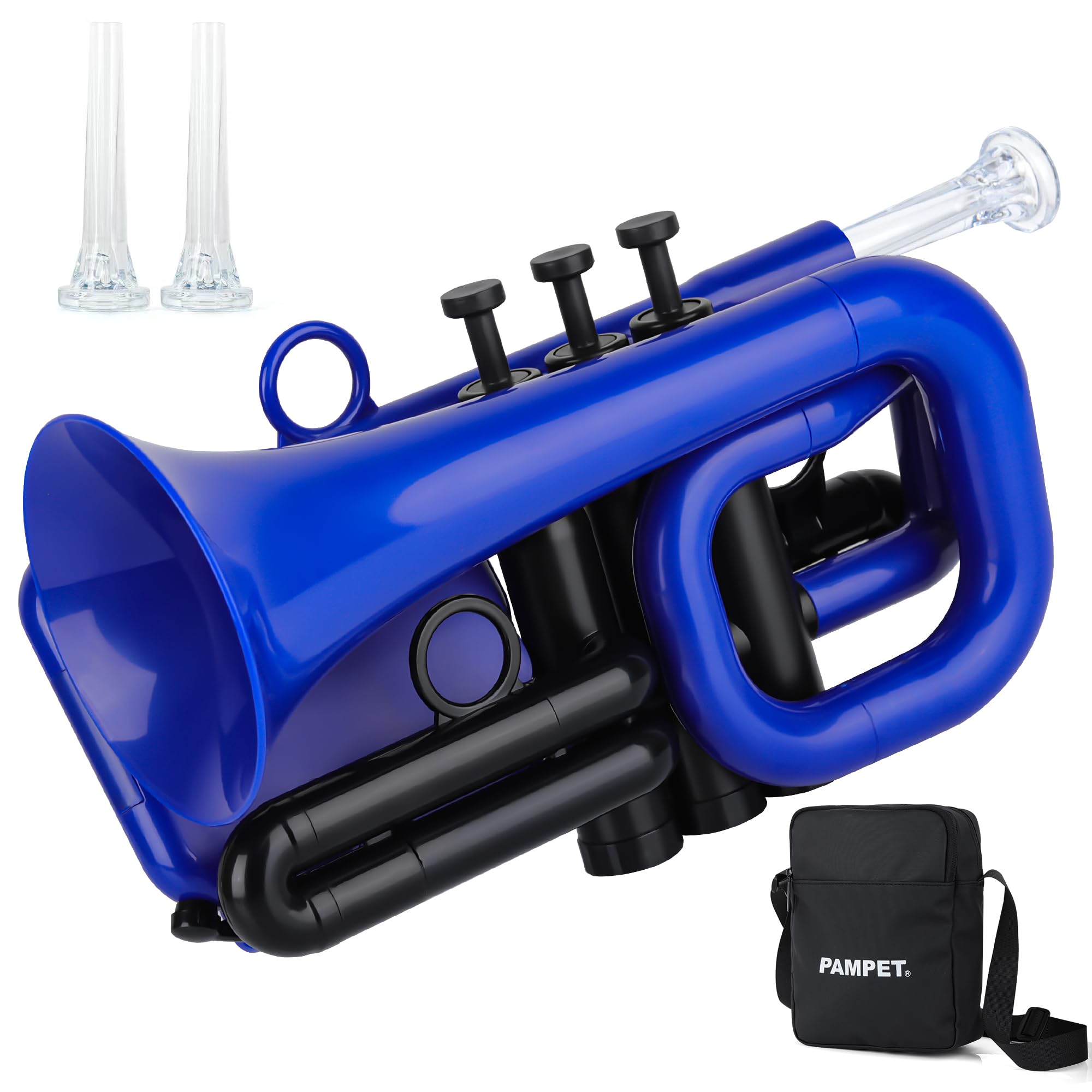 PAMPET Dolphin Pocket Trompete Kunststoff Bb Trompete Standard Trompete für Schüler Anfänger Bb Trompeten Instrument (Blau)