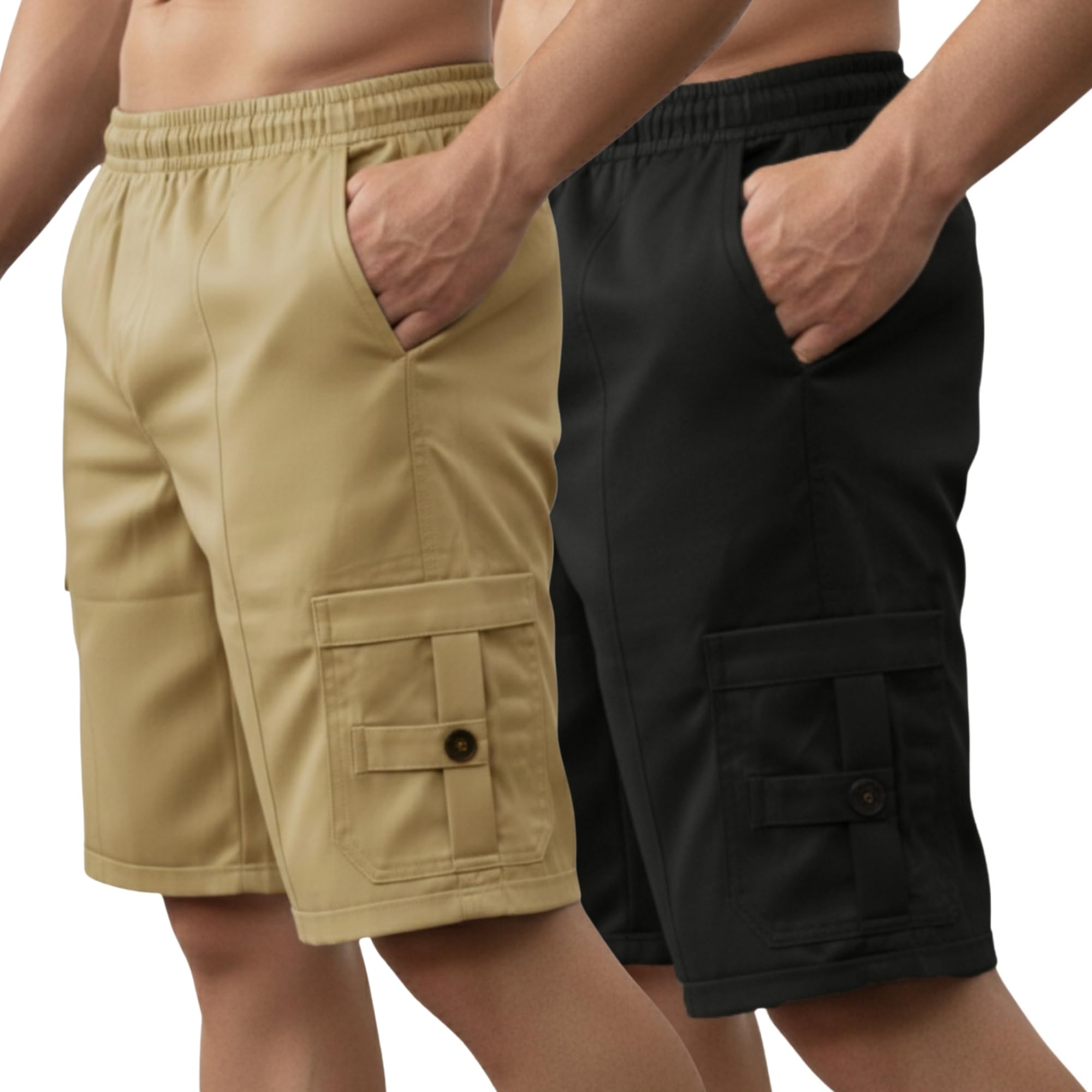 ninq Combo Pack of 2 Cargo Shorts for Men | Utility Pocket Cargo Nikker with Slim Fit Comfort | Casual Sports Cargo Shorts for Outdoor Wear-picture-24