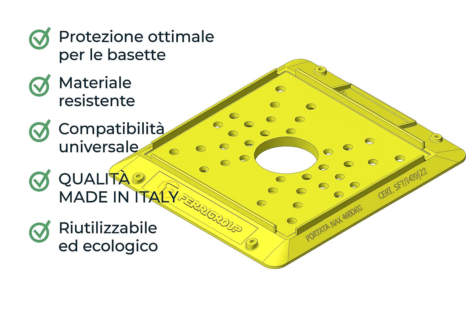 Riparatore del Carico per Ponteggio, Made in Italy – Rinforzato, robusto in plastica - Sottobasette per Ponteggi – Resistente, Riutilizzabile per cantieri edili e per montaggio ponteggio (40)