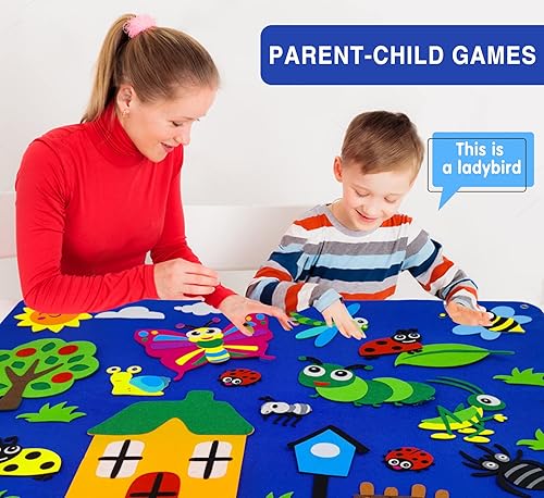 Miniatura 5 de Craftstory Tablero de fieltro de franela de insectos e insectos para niños pequeños, actividades de aprendizaje, tablero sensorial ocupado de 3.5