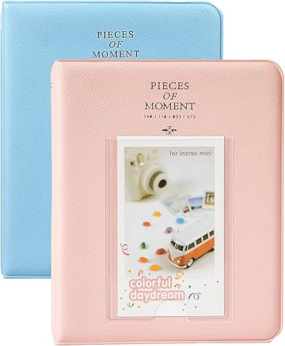 Álbumes de fotos, 2 unidades Goodsnetic de 64 bolsillos para Fujifilm Mini 7s 8 8+ 9 25 26 50s 70 90, libro de fotos para PIC-300PZ2300, rosa y azul