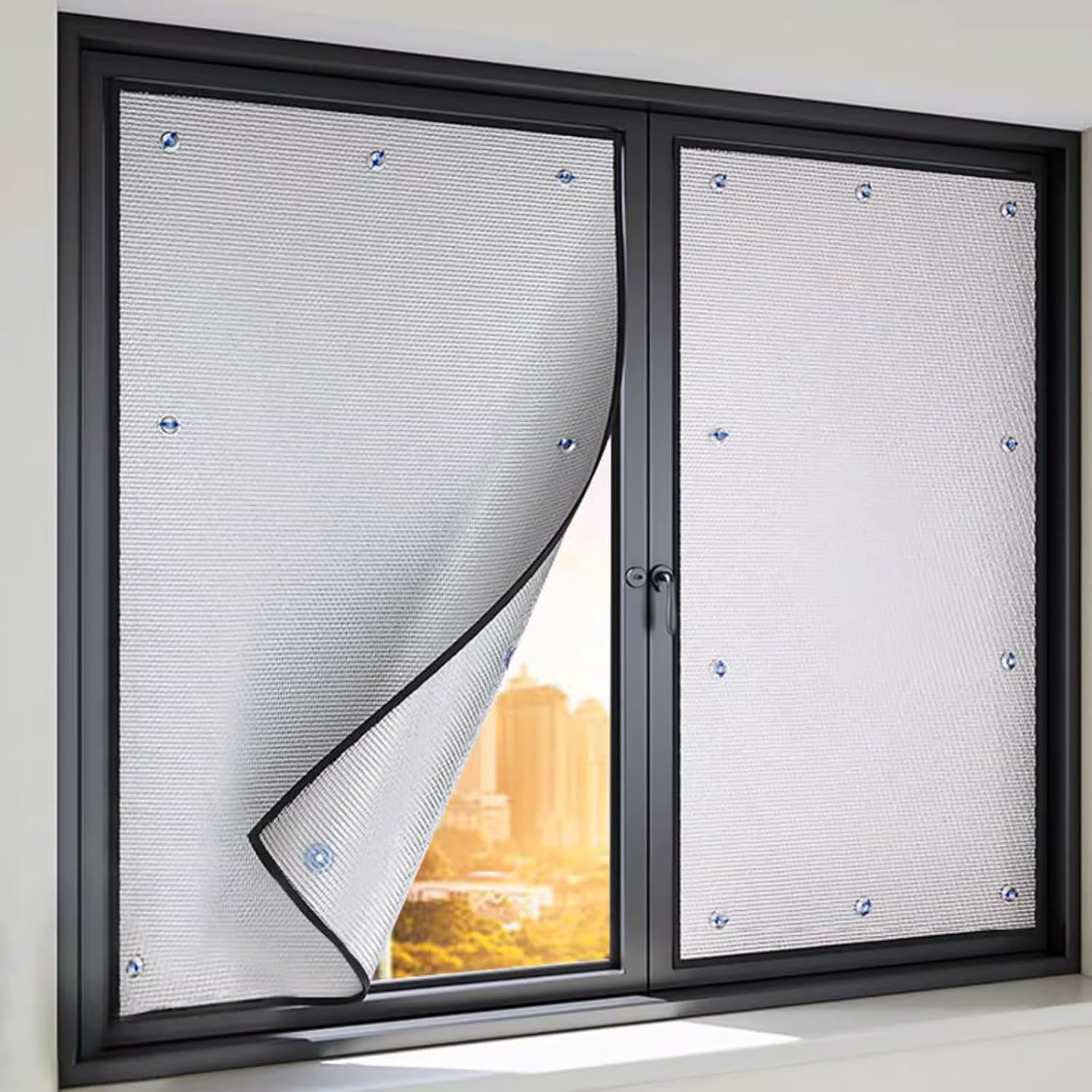 Aluminum Foil Sunscreen Insulation Film,Blackout Privacy Window Film,Balcony Glass Reflective Heat Control Window Tint(85x150cm/33''x59'')