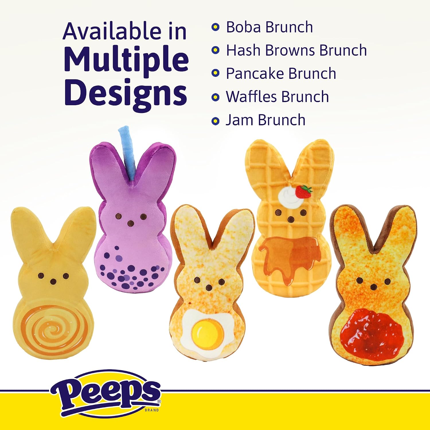 Animal Adventure | 9" Hash Browns Brunch Shaggy Bunny Peeps Plush | Easter Basket Stuffed Animals for Kids | Marshmallow Candy | Huggable Soft Plushie Stuffers Buddy Toy | Collectable Gifts | Aged 3+