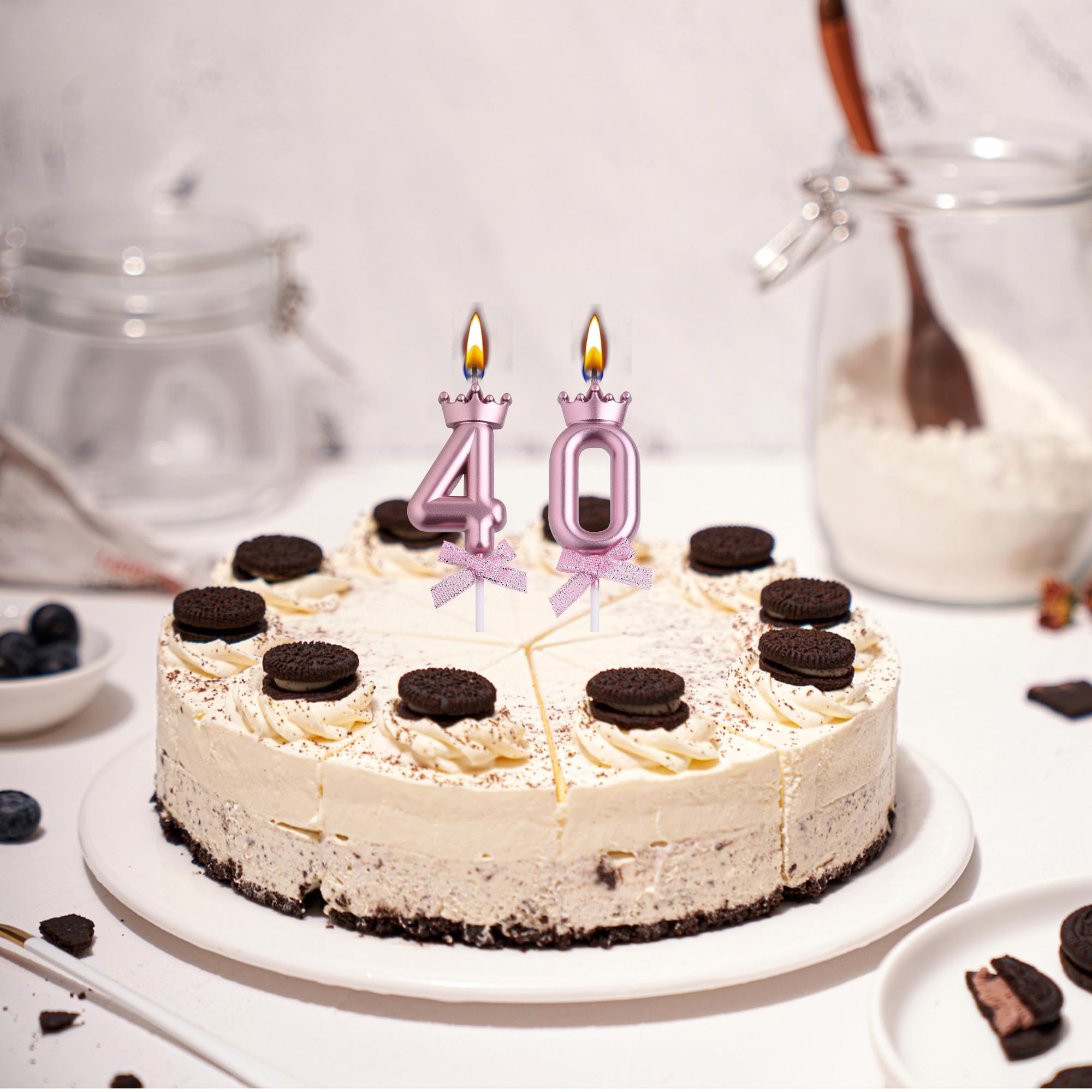 Velas de cumpleaños número 40, velas de cumpleaños con números de 40 años para hombres y mujeres, decoración de tarta de feliz cumpleaños, regalos para la celebración del 40 aniversario de boda