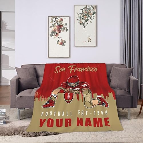 Miniatura 9 de Jitviuzz Manta personalizada con nombre y números, manta personalizada de San Francisco para fanáticos del fútbol, regalo ideal para jugadores de