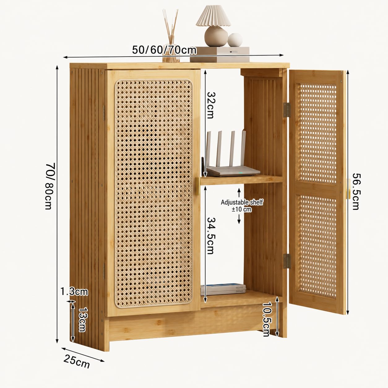 Scatola portaoggetti per router WiFi con ripiani regolabili, armadio in legno per gestione dei cavi e ciabatte, soluzione di archiviazione per casa e ufficio, scatola elettronica da pavimento