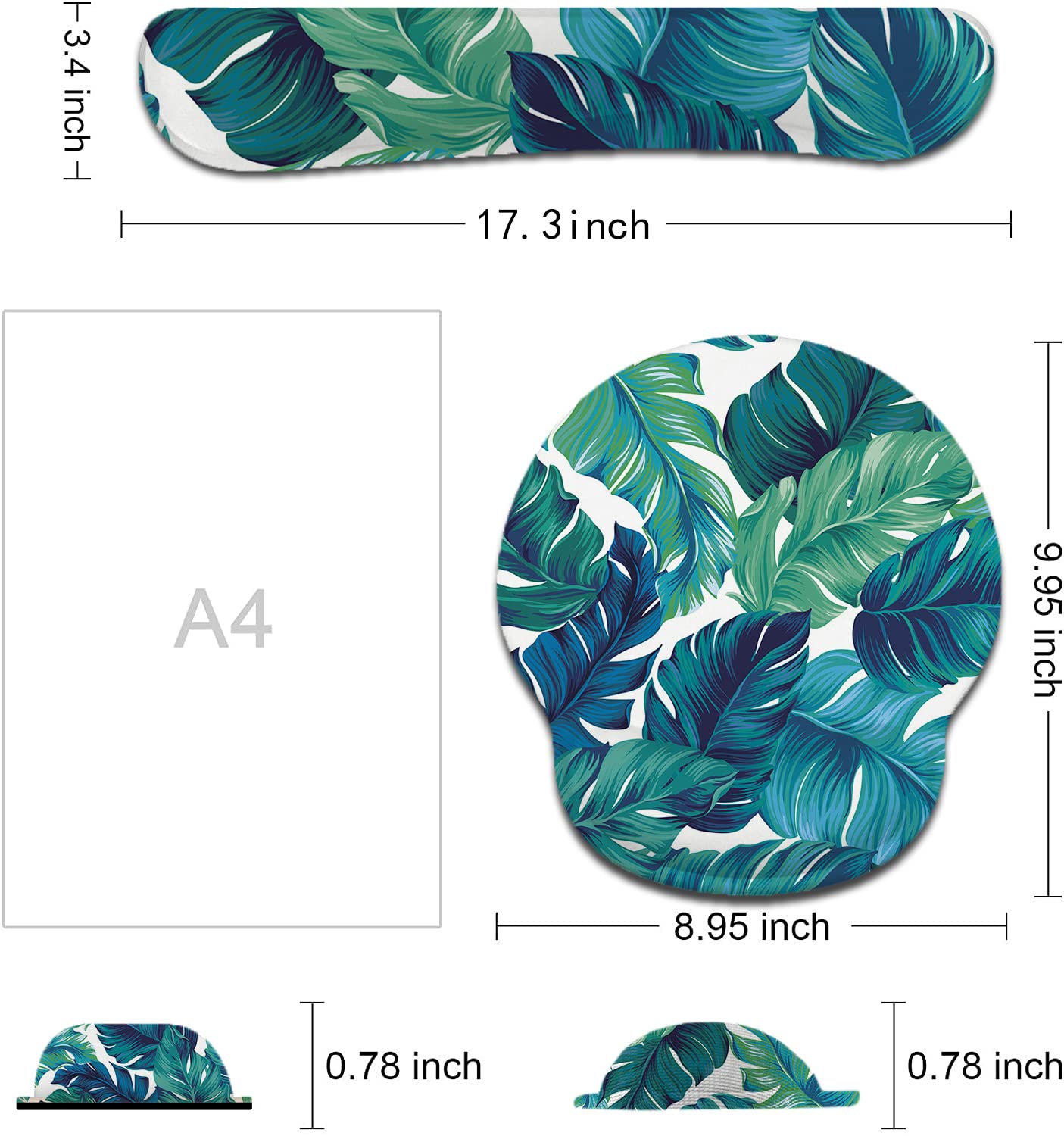 Tappetino per mouse e poggiapolsi con supporto per il polso, ergonomico mouse pad in memory foam per gioco e ufficio, set di supporto per il polso e per il sollievo dal dolore