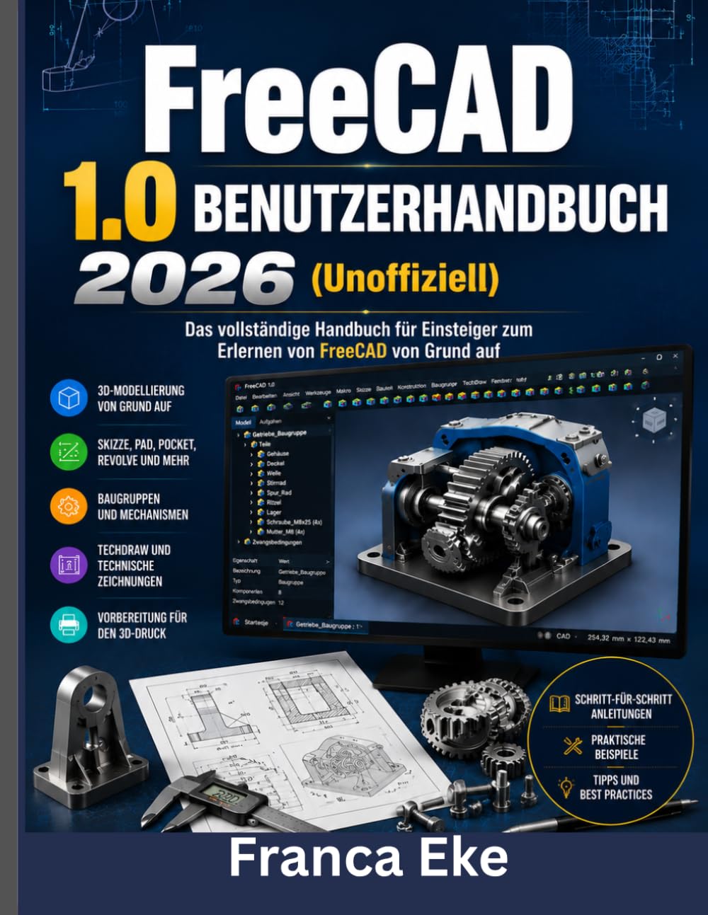 FreeCAD 1.0 BENUTZERHANDBUCH 2026 (inoﬃziell): Das vollständige Anfänger handbuch zum Erlernen von FreeCAD von Grund auf