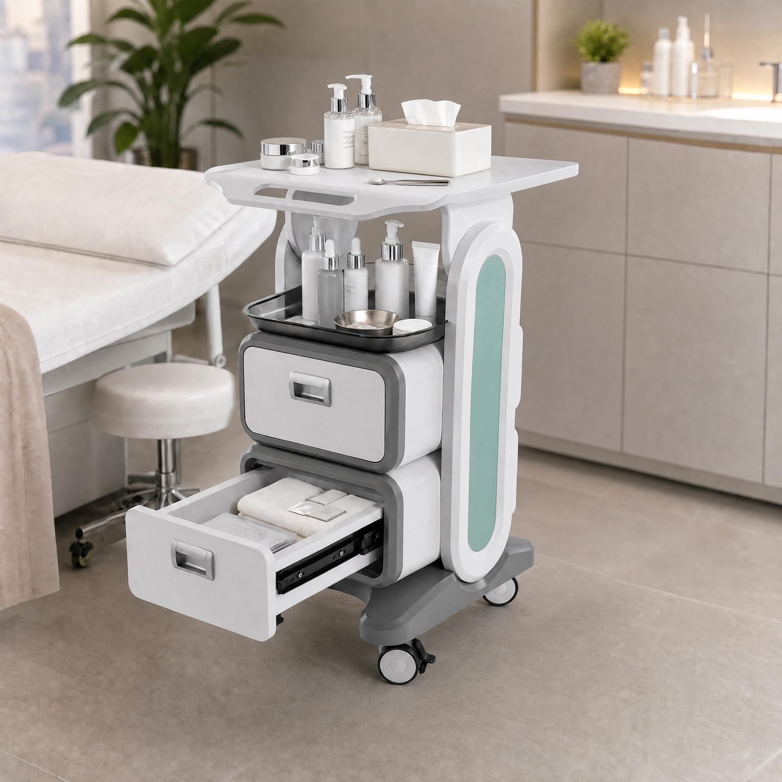 Carrello medico 2 cassetti 60 kg ABS bianco