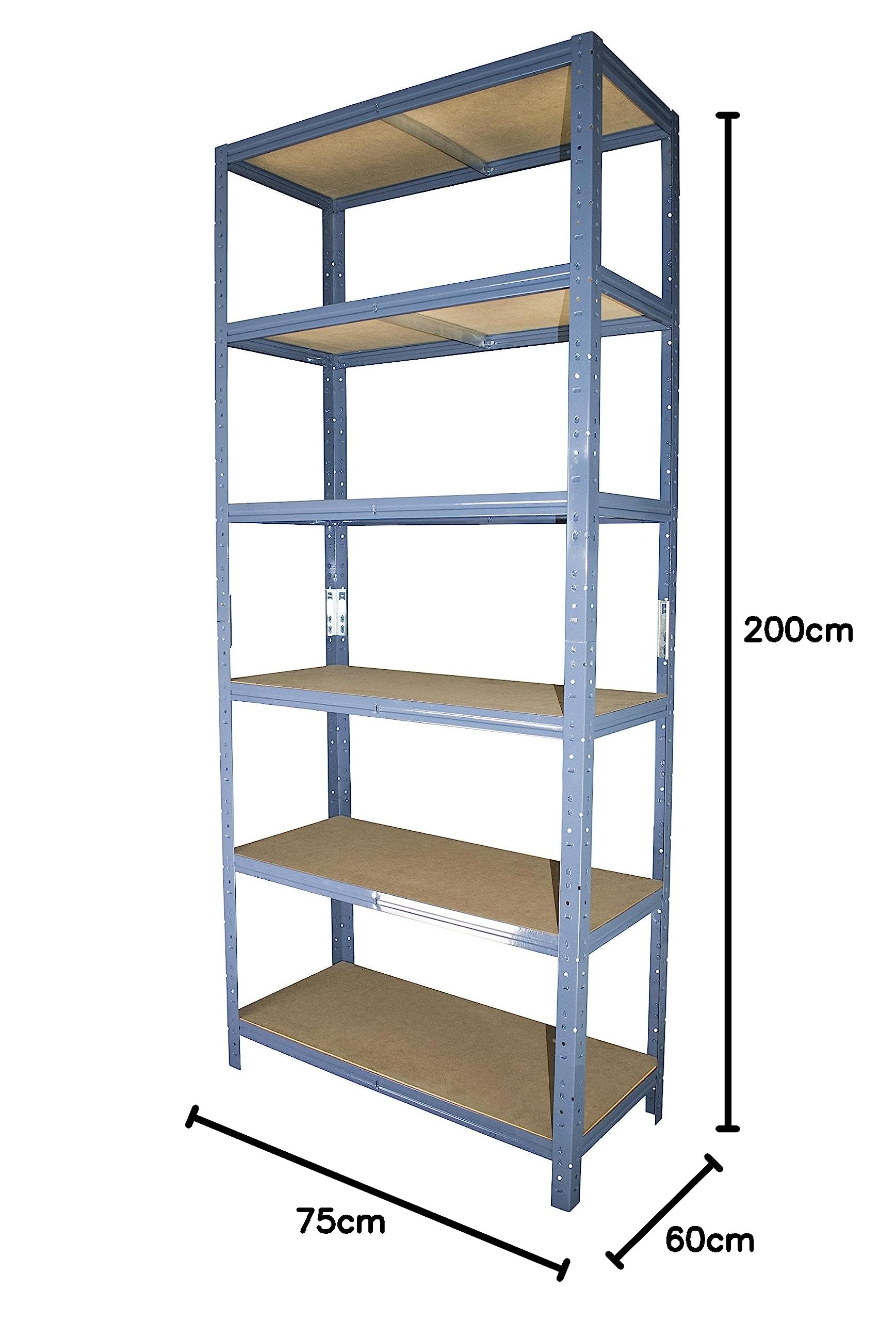 shelfplaza Home 200x75x60cm regał metalowy niebieski: 6x145kg