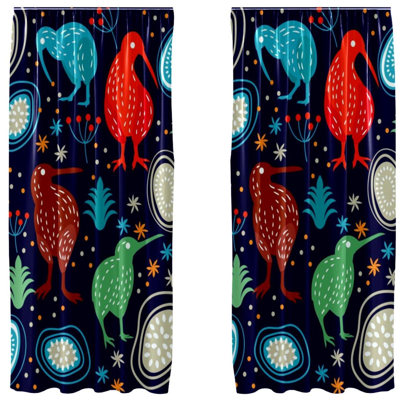 Rideaux oiseau kiwi bleu marine pour cr&eacute;er un cocon de douceur intimiste et cosy