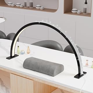 Large Half Moon Light for Nail Desk, 30" 48W Professionals Led Light, Desk Lamp for Lash Eyelash Extension,Makeup Desk lamp,Color Temperature 2700K-6000K, Salon&Home(Black Diamond)