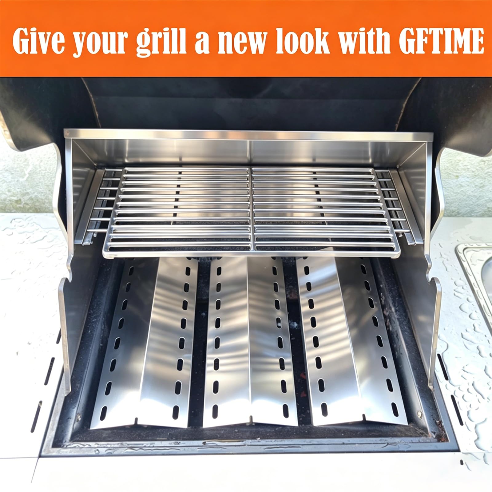 GFTIME 36,5 x 12cm Coperchio bruciatore universale in acciaio inox Piastra riscaldante Bruciatore Pezzi di ricambio per Enders Chicago 3, Enders Boston Pro 3K/ 6 Kr Turbo, Tepro 3561, Barbecook Brahma
