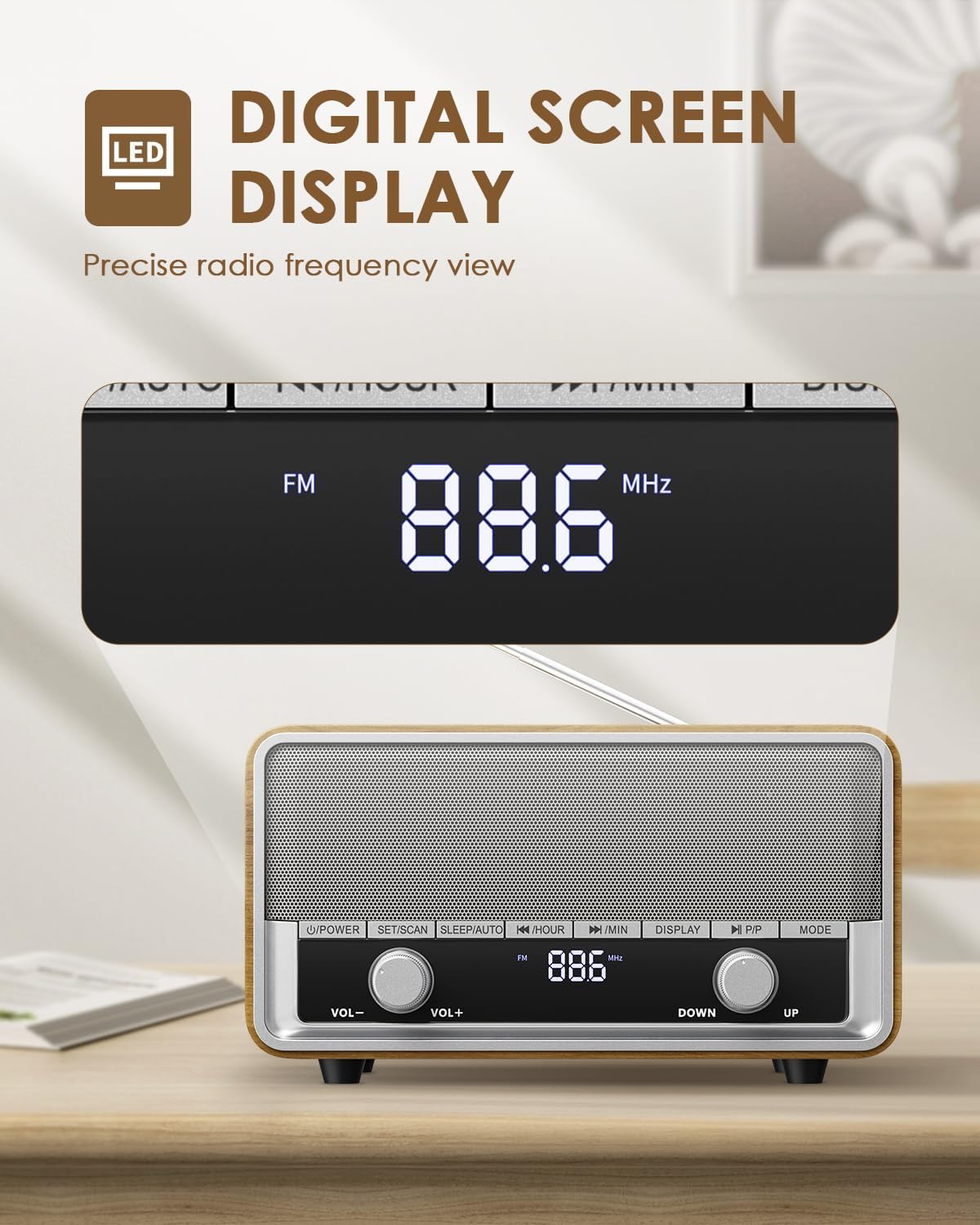 Digital display showing radio frequency