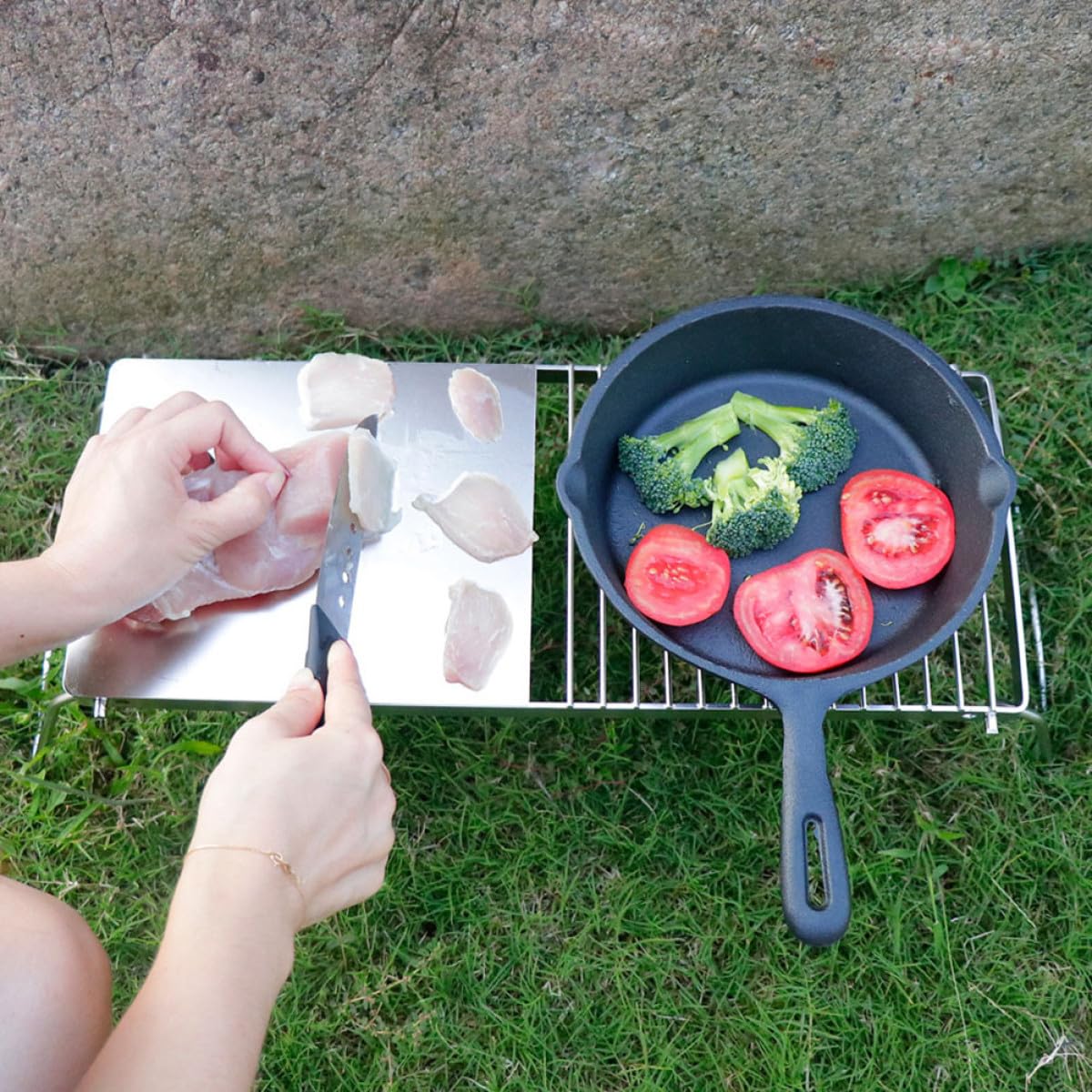 Przenośny mini grill ze stali nierdzewnej – składany stojak do grillowania na kemping, do gotowania w ogrodzie, stojak na węgiel drzewny, kompaktowa i lekka konstrukcja