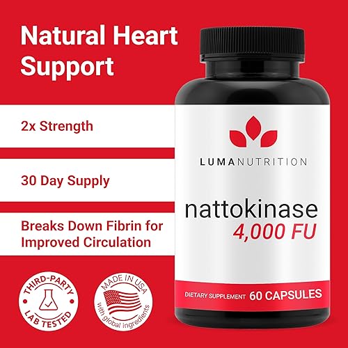 Miniatura 2 de Luma Nutrition Suplemento Nattokinase - Japanese Natto 4000 FU por porción, apoyo premium para la salud cardíaca - Vegano y sin gluten - 60 cápsulas