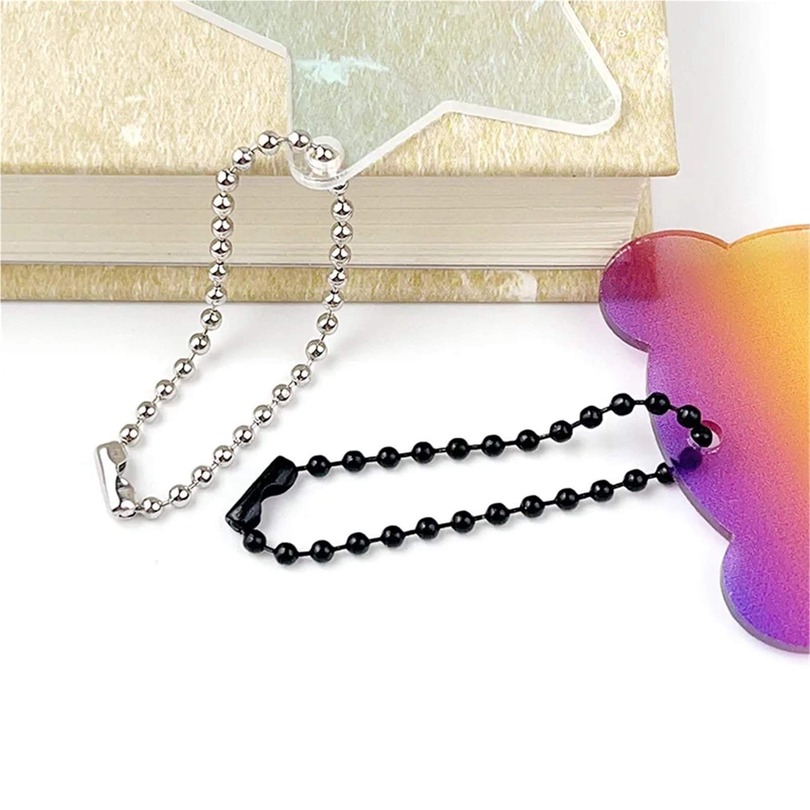 Łańcuszki kulkowe, 10 kolorów 4,52 cala farba do pieczenia metalowy koralik DIY brelok materiał na wisiorek(Bead Chain Purple)