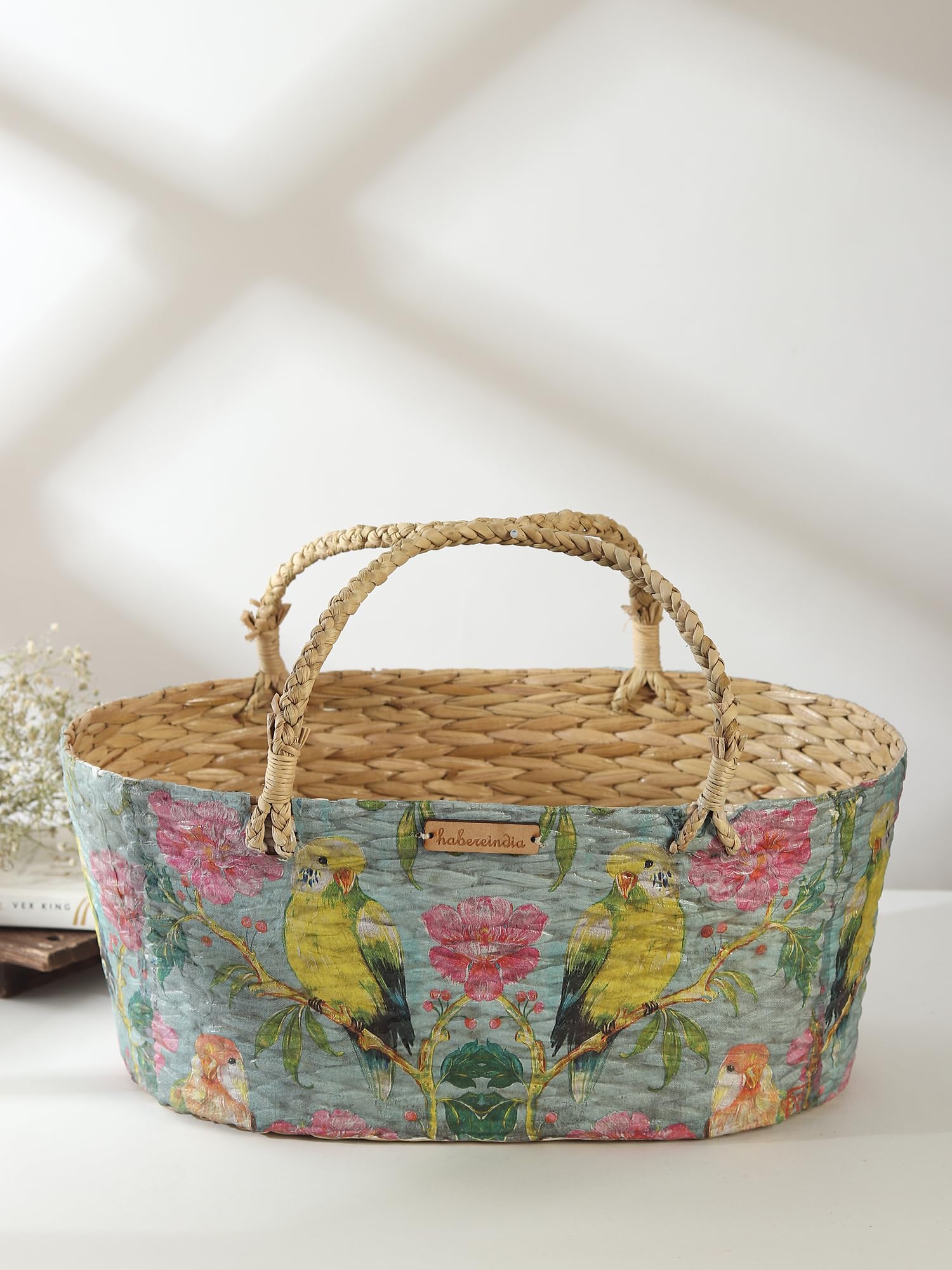 Habere India-All the Cultures Fabricating India Wicker Hamper Basket | Bamboo Basket | Cane Gift Hamper Baskets | Seagrass Shelf Organiser | Decorative Fruit Baskets (Design 05; L33 x W19 x H15 cm) — Amazon image 2