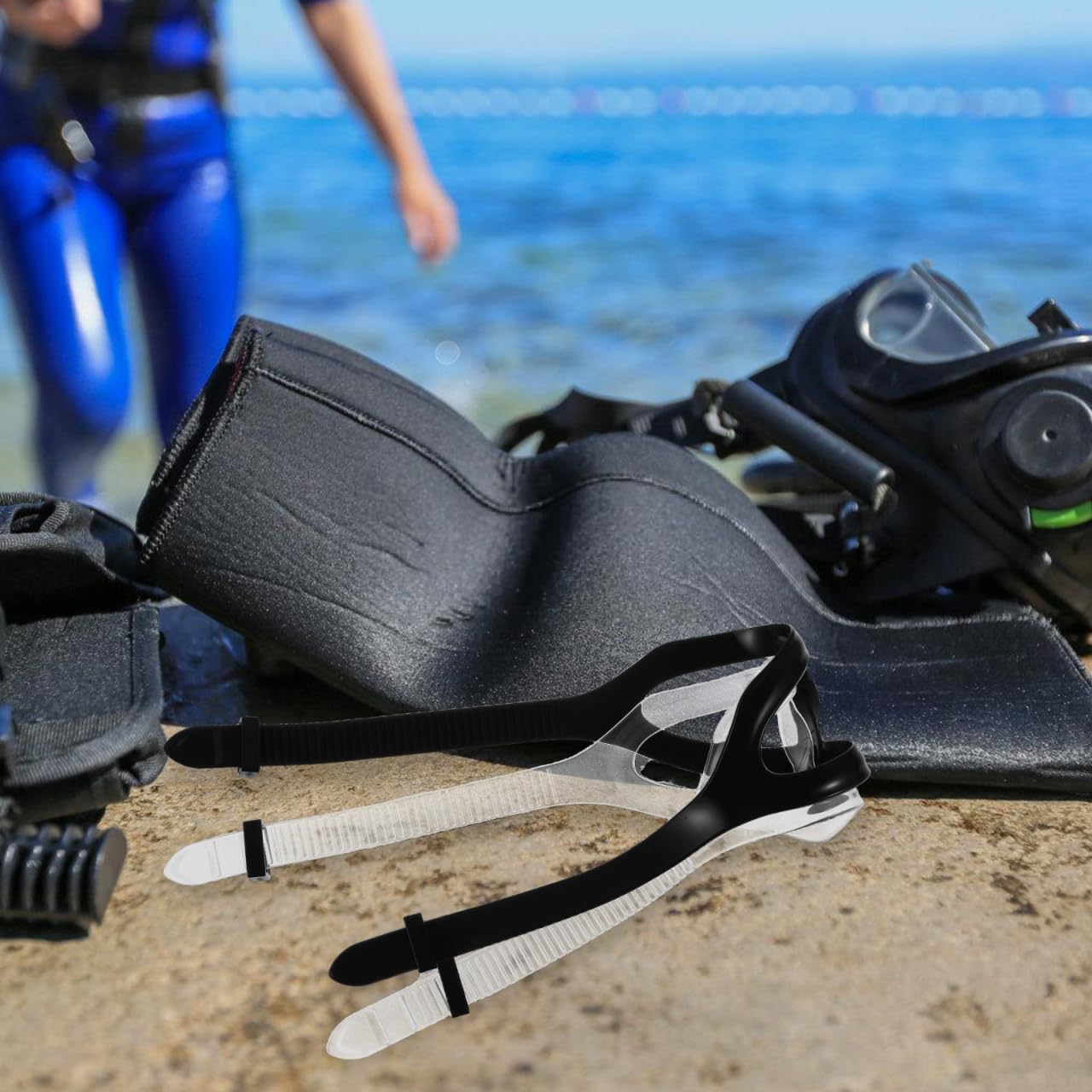 2Pcs Silicone Dive Mask Strap Goggles Headband Replacement for Scuba Diving Snorkeling Gear Adjustable Durable Fit for Men and Women Black Transparent - Image 8