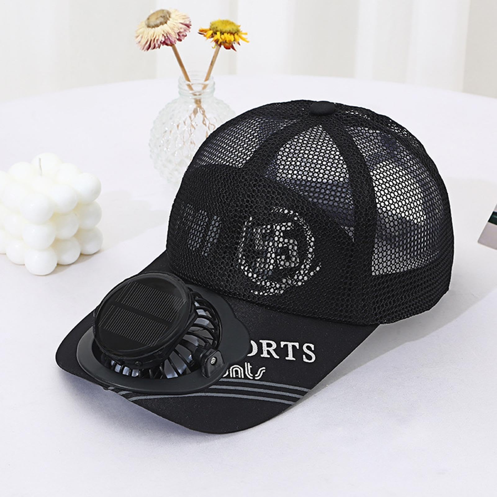 Cappello Esterno Con Ventilatore Integrato - Funzione Di Raffreddamento Ad Energia Solare, Compatibile Con La Ricarica USB Design Di Ventilazione, Costruzione Leggera Comoda Da Indossare | Po