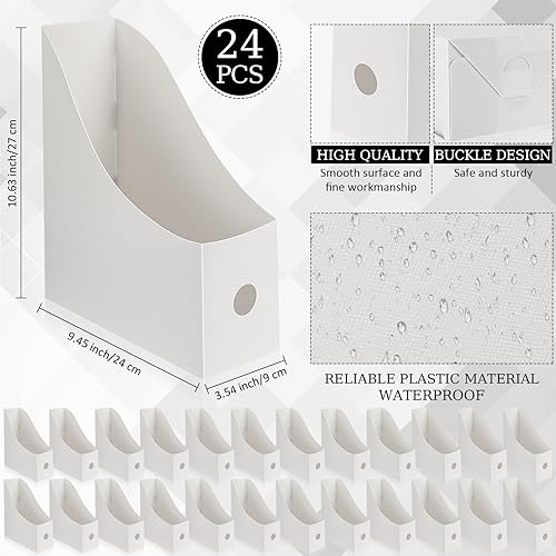 Miniatura 2 de Harloon 24 piezas de plástico para archivadores de revistas, organizador de carpetas de almacenamiento de escritorio, estantes de cartón, caja de