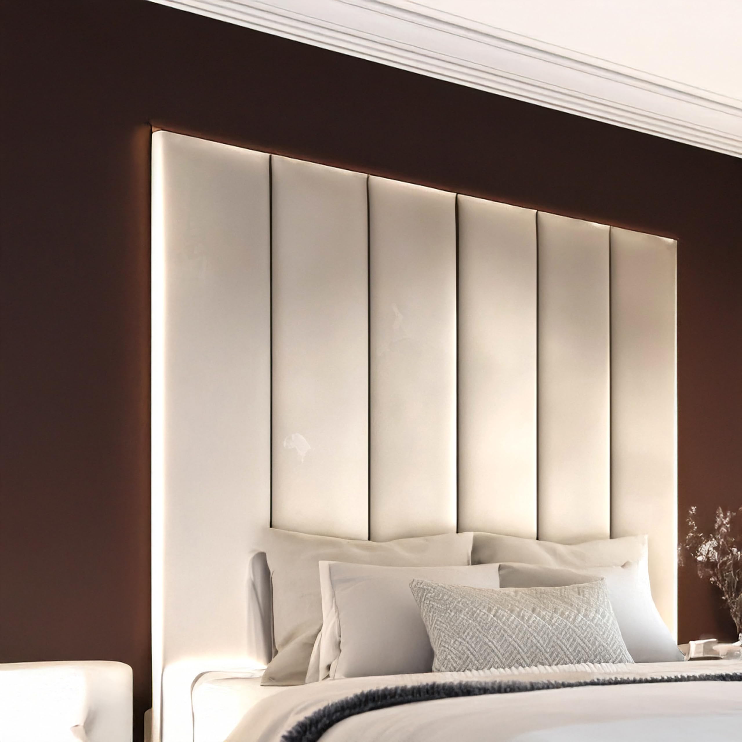 luxisleepltd Panels Tallest Plush velvet Fabric headboards Upholstered Headboard for divan bed frame sizes 3FT Single Small Double 4FT Double 4FT6 Kingsize 5FT + (Cream, 5ft kingsize-60'' Tall)