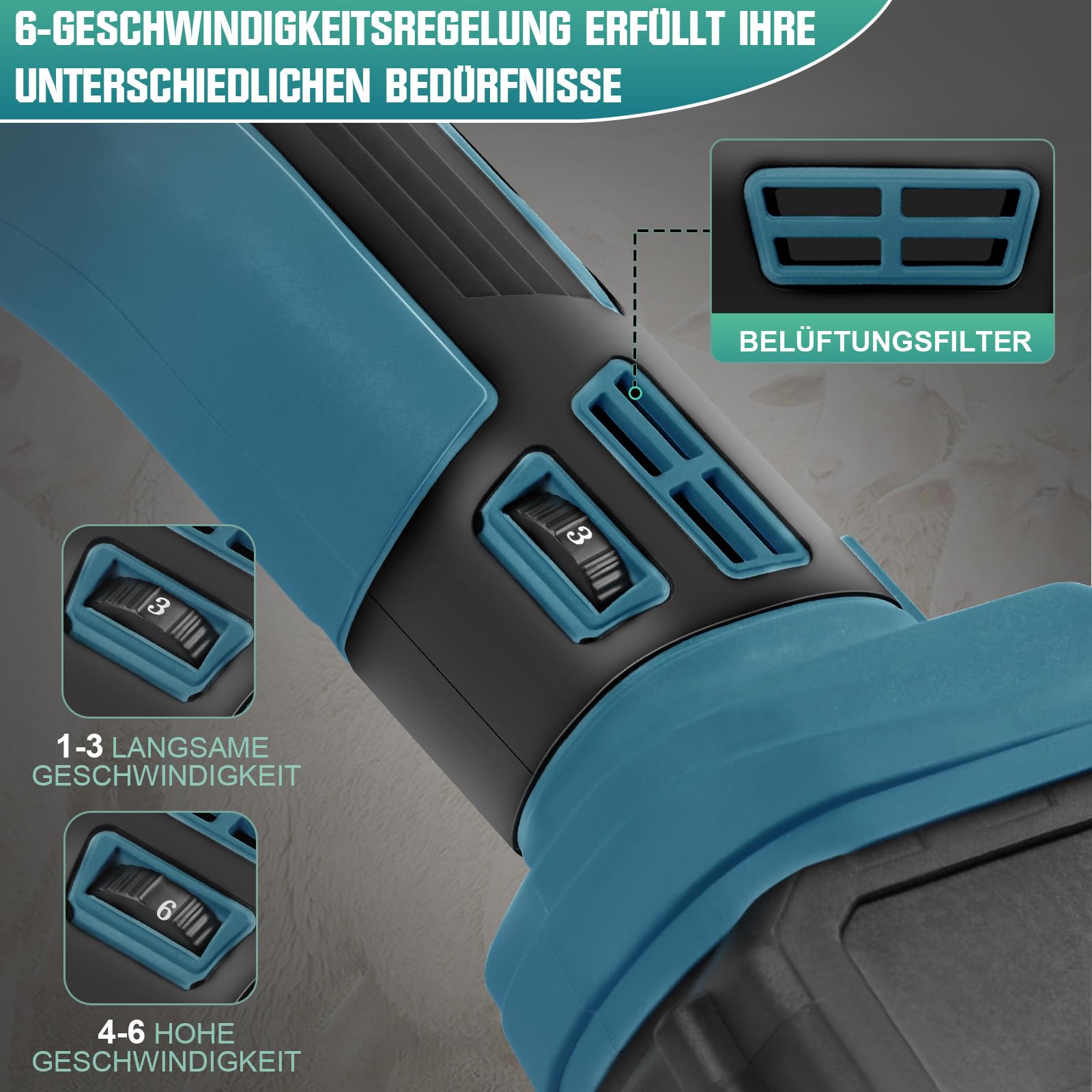 Akku Schafschere 500W für Makita 18V Akku, Schafschermaschine mit 6 Geschwindigkeiten, 2x2500mAh Akkus, Elektrische Schafschere Kabellose Schermaschine für Schafe Alpakas Ziegen