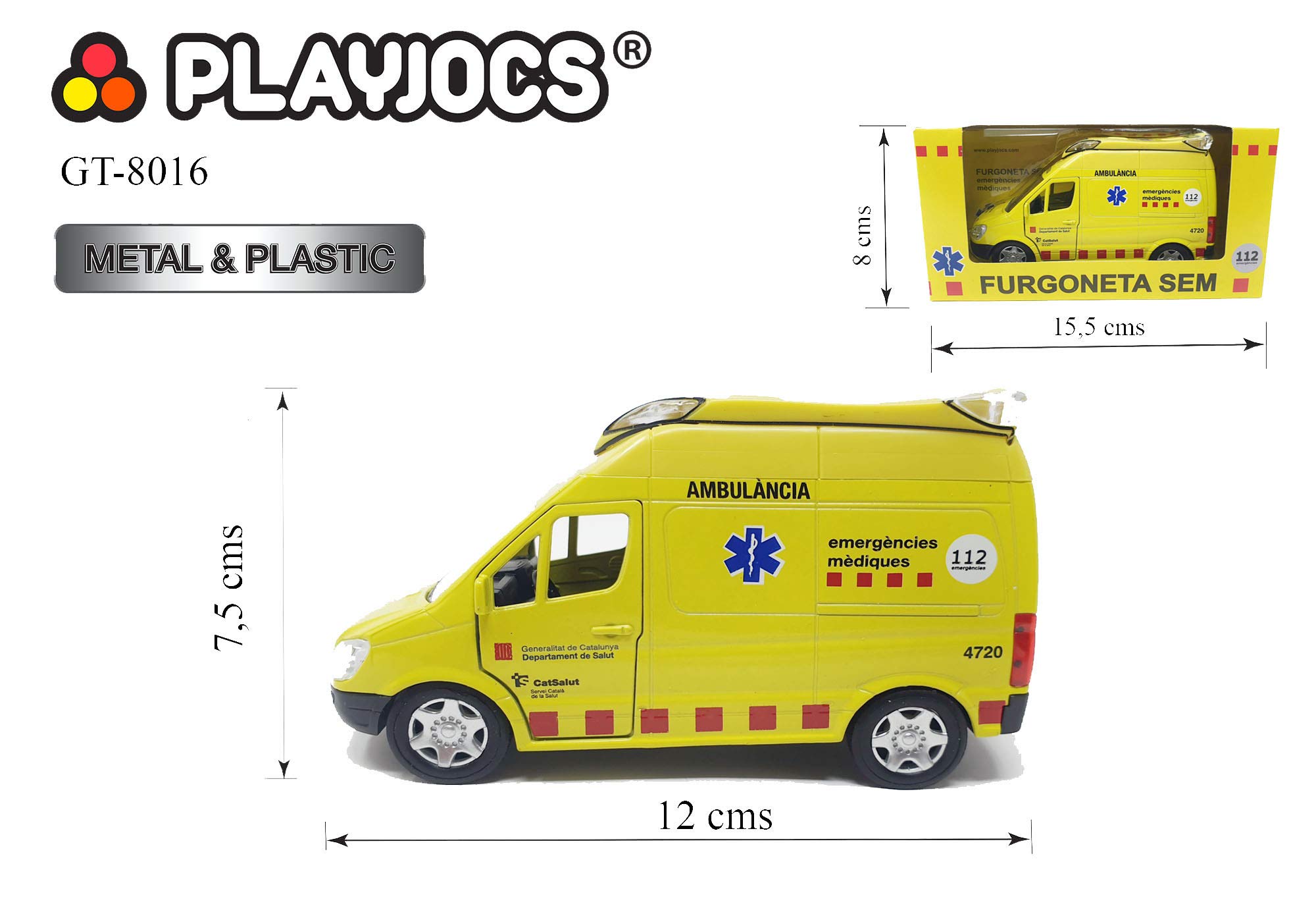 PLAYJOCS SEM GT-8016 Ambulància, Yellow, 12 cm - Image 4