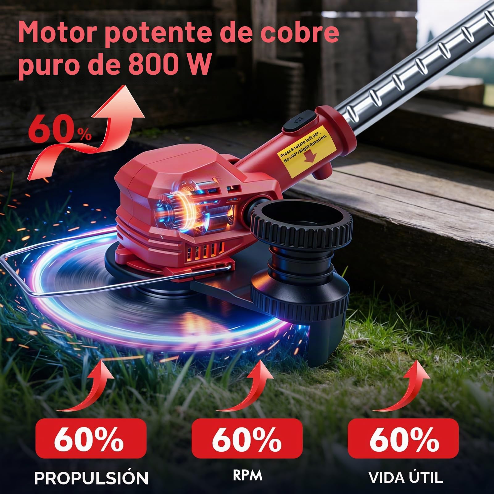 Cortadora de césped eléctrica inalámbrica, desbrozadora eléctrica de 21 V con 2 baterías de 1500 mAh, desbrozadora eléctrica Ajustable con Mango telescópico para Recortar el jardín