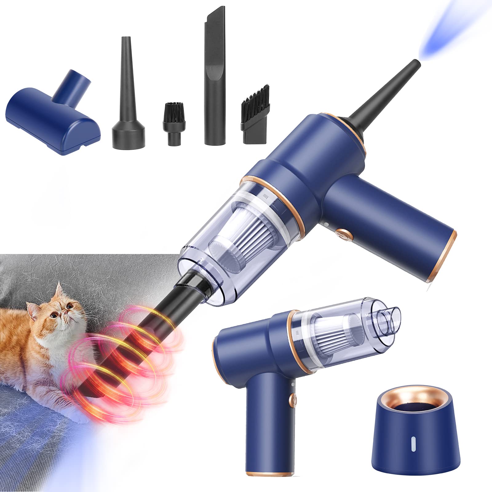 MagonanlyCordless Car Vacuum - Portable, Handheld Vacuum&Air Duster, 9000PA Suction 120W High Power Wet/Dry Use Portable Vacuum Cleaner with Multi-nozzles for Vehicle/Home/Office, Pet Hair