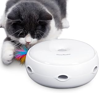 HAPPY HACHI Cat Toy Interactive Feather Smart Kitten Teaser Toy Electronic Auto Three Modes Random Stimulates Cat's Senses Funny Pet Toys, Included Battery&Spare Feather