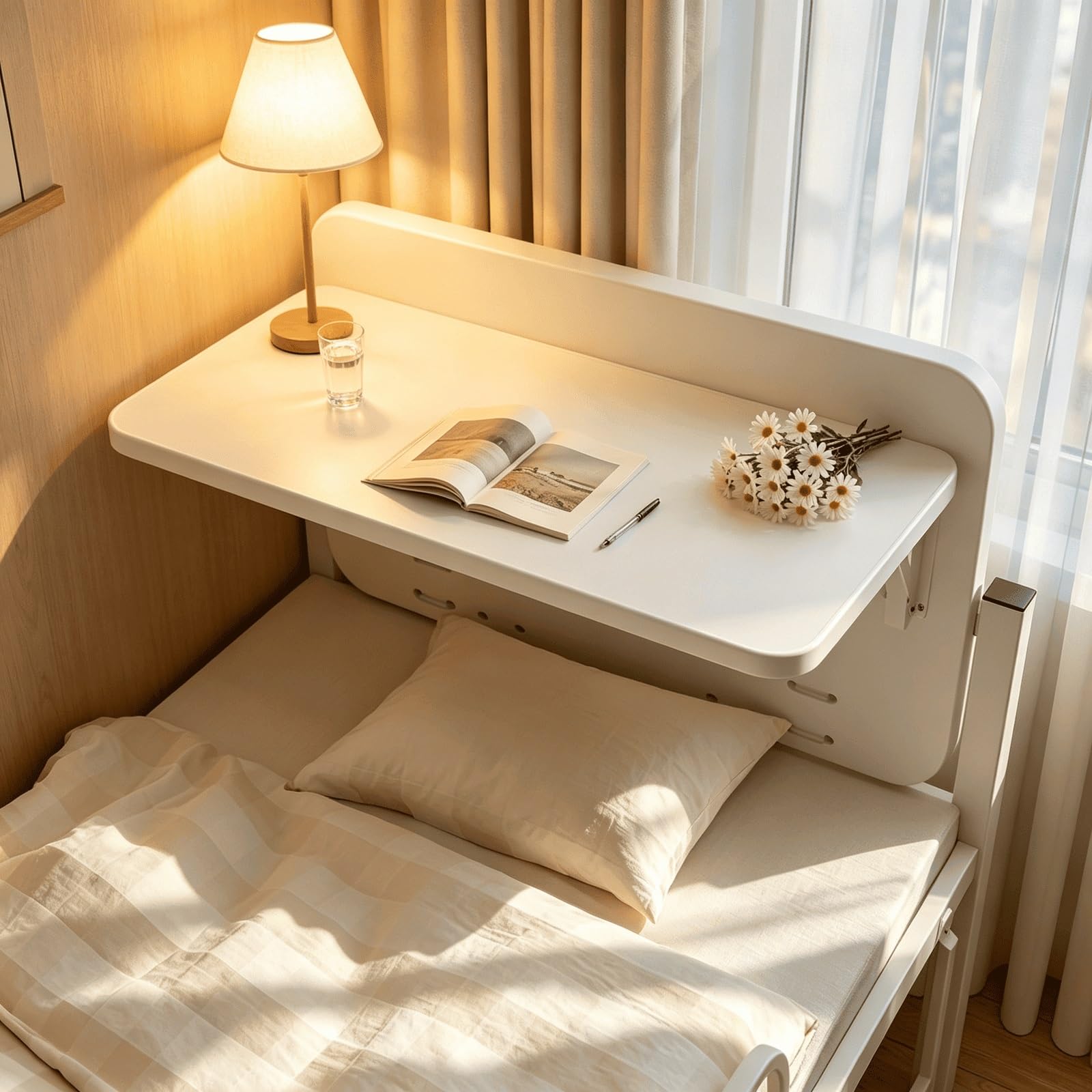 Kumamart White Foldable Bed Tray K-Bracket Foldable Bracket Design