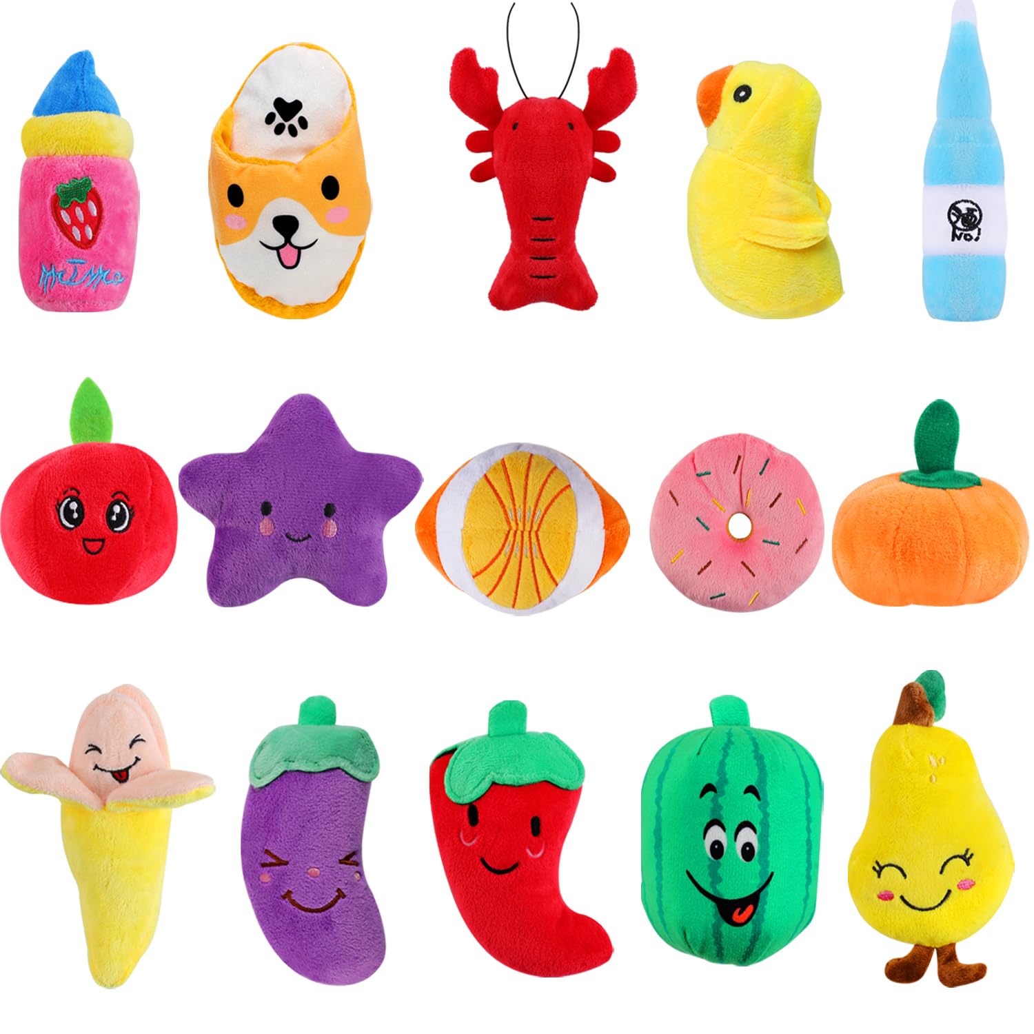 Set di 30 giocattoli per cani che scricchiolano, assortimento di giocattoli di peluche per cani, cuccioli di animali domestici, giocattoli da masticare per cani, con sonaglio, per dentizione