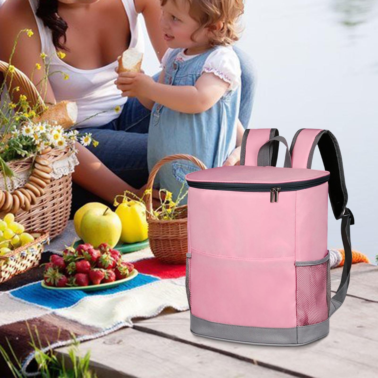 Zaino Termico Impermeabile Per Picnic E Spiaggia – 29x16x33cm, Isolato, Leggero, Per Uomo E Donna, Rosa