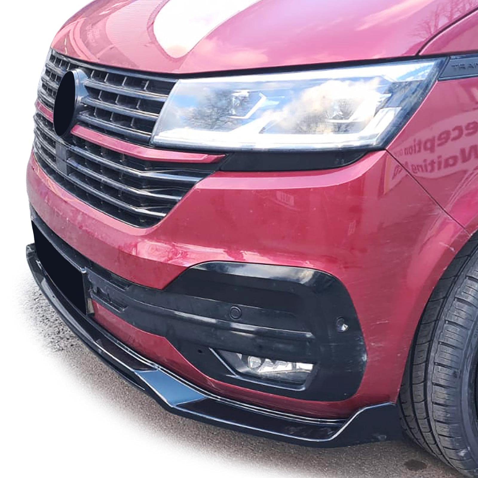 Frontspoiler Lippe mit Splitter und Gitter Schwarz Glanz für VW Bus T6.1 ab 19