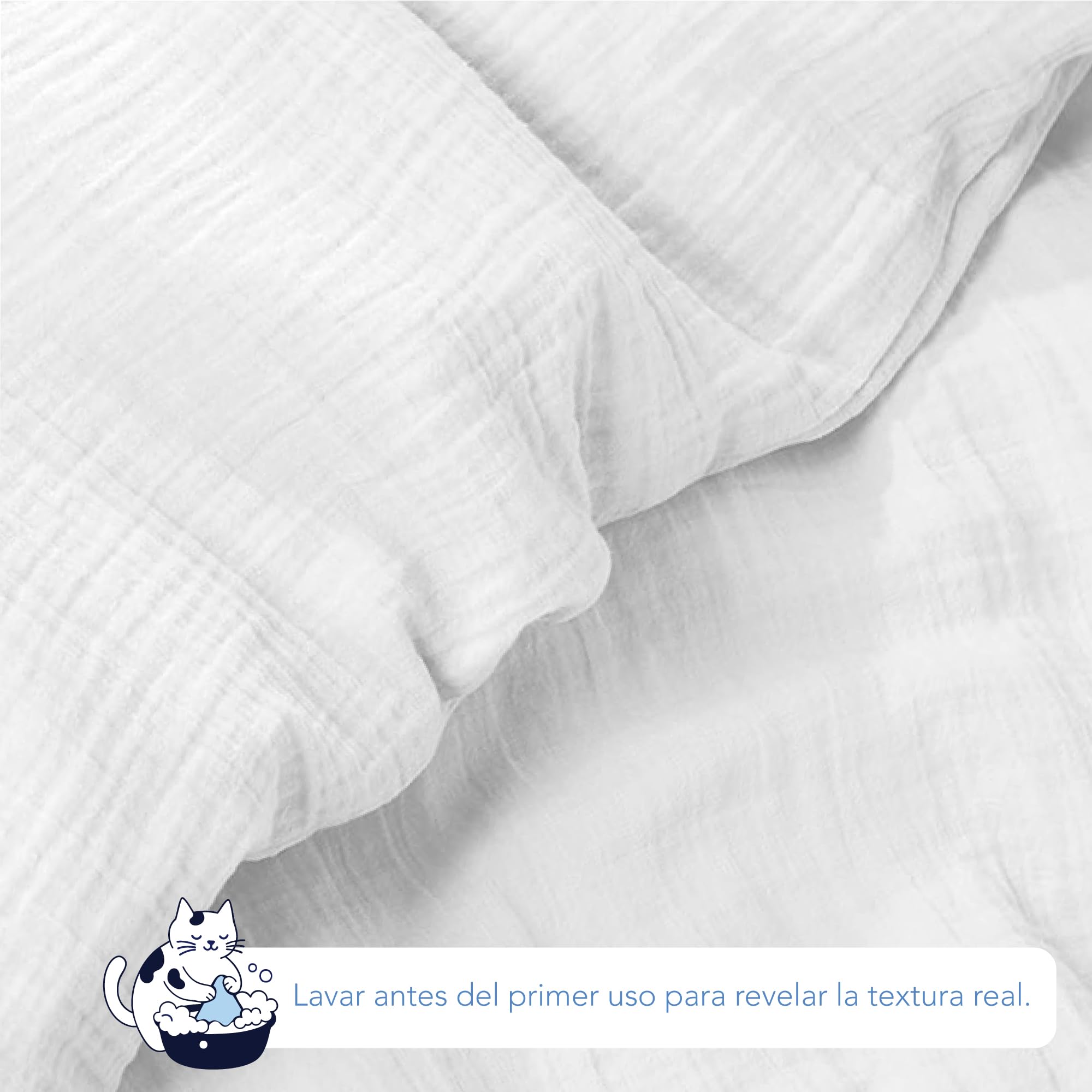 Dreamzie Funda nordica 135x200 cm con Funda de Almohada 80x80 cm – Ropa de Cuna en Muselina de algodón certificada Oeko-Tex – Color Blanco