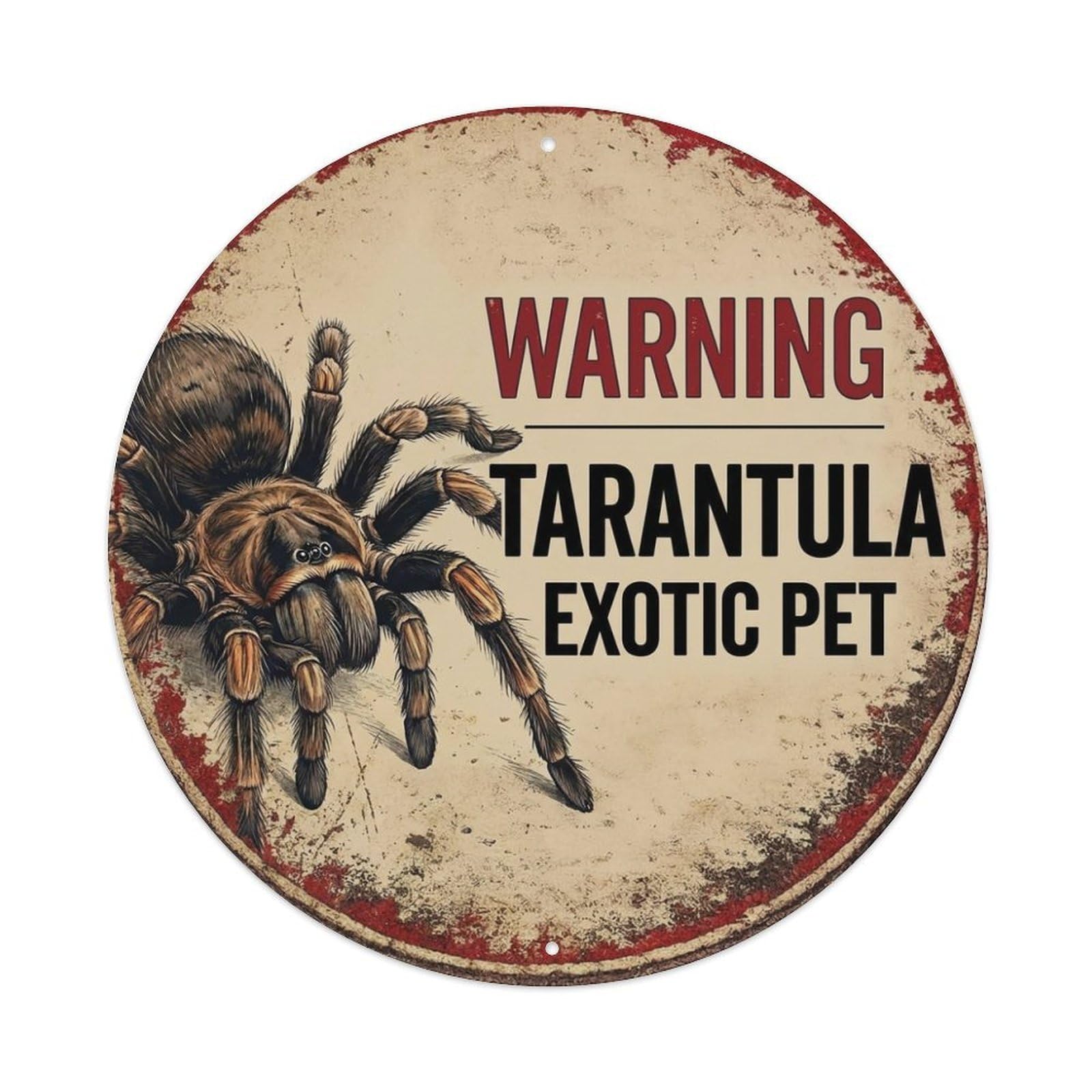 Metal Tin Sign Vintage Warning Tarantula