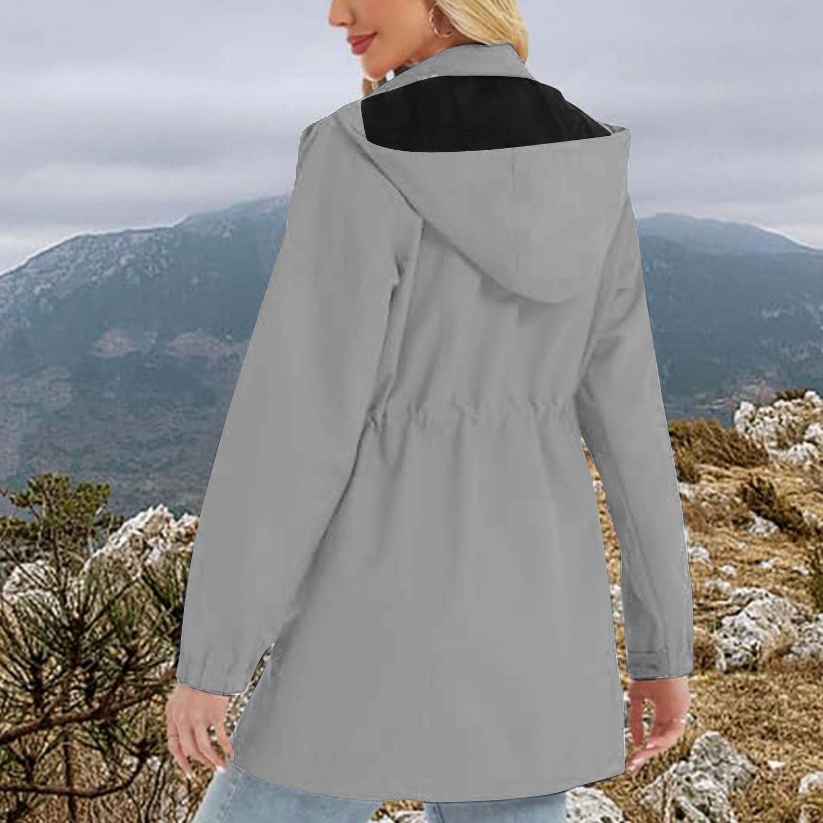 Giacche da donna leggere zip up antivento impermeabili con cappuccio