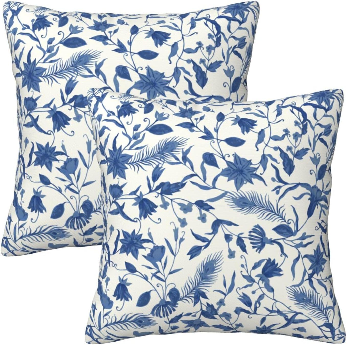 Outdoor Waterproof Throw Pillow Covers 20x20 inch Set of 2 Western Cowboy Accent Pillow Cases Blue Toile Decorative Cushion Covers for Patio Garden Sofa Chair Couch
